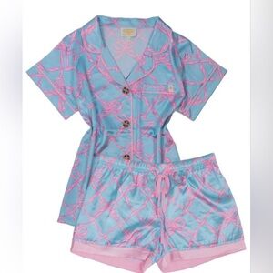 🎀Simply Southern Light Blue pajamas with Pink Bows 🎀